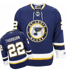 Men's Reebok St. Louis Blues #22 Chris Thorburn Authentic Navy Blue Third NHL Jersey