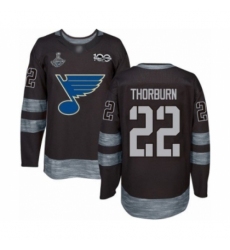 Men's St. Louis Blues #22 Chris Thorburn Authentic Black 1917-2017 100th Anniversary 2019 Stanley Cup Champions Hockey Jersey