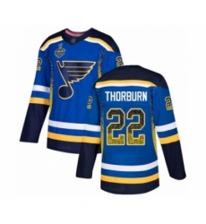 Men's St. Louis Blues #22 Chris Thorburn Authentic Blue Drift Fashion 2019 Stanley Cup Final Bound Hockey Jersey