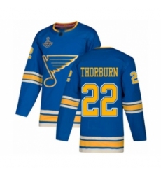 Men's St. Louis Blues #22 Chris Thorburn Authentic Navy Blue Alternate 2019 Stanley Cup Champions Hockey Jersey