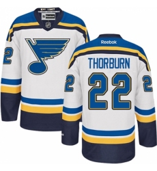 Women's Reebok St. Louis Blues #22 Chris Thorburn Authentic White Away NHL Jersey