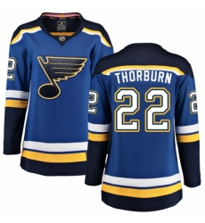 Women's St. Louis Blues #22 Chris Thorburn Fanatics Branded Royal Blue Home Breakaway NHL Jersey