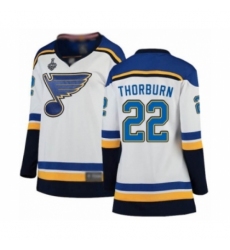 Women's St. Louis Blues #22 Chris Thorburn Fanatics Branded White Away Breakaway 2019 Stanley Cup Final Bound Hockey Jersey