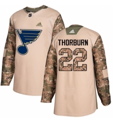 Youth Adidas St. Louis Blues #22 Chris Thorburn Authentic Camo Veterans Day Practice NHL Jersey