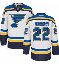 Youth Reebok St. Louis Blues #22 Chris Thorburn Authentic White Away NHL Jersey