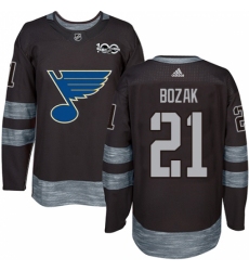 Men's Adidas St. Louis Blues #21 Tyler Bozak Authentic Black 1917-2017 100th Anniversary NHL Jersey