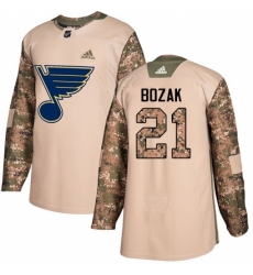 Men's Adidas St. Louis Blues #21 Tyler Bozak Authentic Camo Veterans Day Practice NHL Jersey