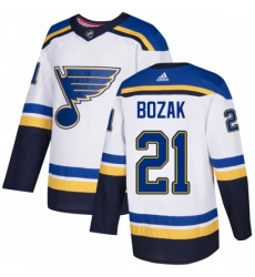 Men's Adidas St. Louis Blues #21 Tyler Bozak Authentic White Away NHL Jersey