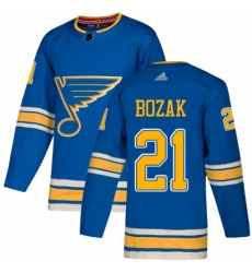 Men's Adidas St. Louis Blues #21 Tyler Bozak Blue Alternate Authentic Stitched NHL Jersey