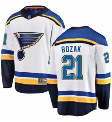 Men's St. Louis Blues #21 Tyler Bozak Fanatics Branded White Away Breakaway NHL Jersey