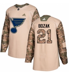 Youth Adidas St. Louis Blues #21 Tyler Bozak Authentic Camo Veterans Day Practice NHL Jersey