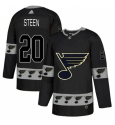 Men's Adidas St. Louis Blues #20 Alexander Steen Authentic Black Team Logo Fashion NHL Jersey