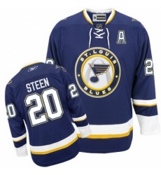 Men's Reebok St. Louis Blues #20 Alexander Steen Premier Navy Blue Third NHL Jersey