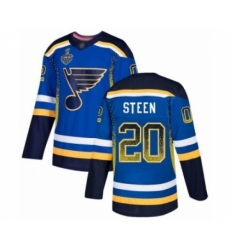 Men's St. Louis Blues #20 Alexander Steen Authentic Blue Drift Fashion 2019 Stanley Cup Final Bound Hockey Jersey