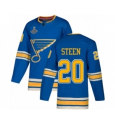 Men's St. Louis Blues #20 Alexander Steen Authentic Navy Blue Alternate 2019 Stanley Cup Champions Hockey Jersey