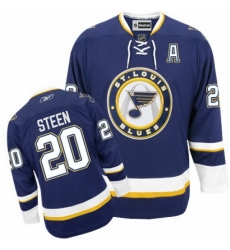 Youth Reebok St. Louis Blues #20 Alexander Steen Authentic Navy Blue Third NHL Jersey