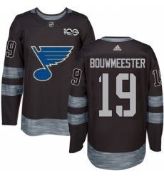 Men's Adidas St. Louis Blues #19 Jay Bouwmeester Authentic Black 1917-2017 100th Anniversary NHL Jersey