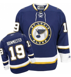 Men's Reebok St. Louis Blues #19 Jay Bouwmeester Authentic Navy Blue Third NHL Jersey