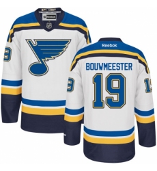 Men's Reebok St. Louis Blues #19 Jay Bouwmeester Authentic White Away NHL Jersey
