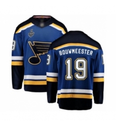 Men's St. Louis Blues #19 Jay Bouwmeester Fanatics Branded Royal Blue Home Breakaway 2019 Stanley Cup Final Bound Hockey Jersey