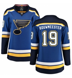 Women's St. Louis Blues #19 Jay Bouwmeester Fanatics Branded Royal Blue Home Breakaway NHL Jersey