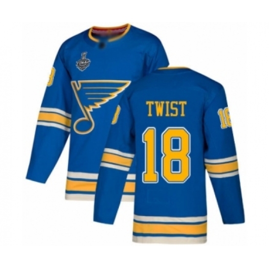 Men's St. Louis Blues #18 Tony Twist Authentic Navy Blue Alternate 2019 Stanley Cup Final Bound Hockey Jersey Men's St. Louis Blues #18 Tony Twist Authentic Navy Blue Alternate 2019 Stanley Cup Final Bound Hockey Jersey