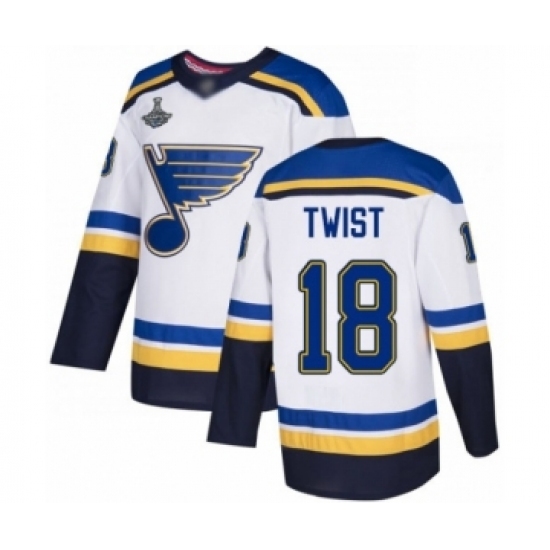 Men's St. Louis Blues #18 Tony Twist Authentic White Away 2019 Stanley Cup Champions Hockey Jersey Men's St. Louis Blues #18 Tony Twist Authentic White Away 2019 Stanley Cup Champions Hockey Jersey
