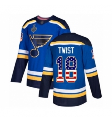 Youth St. Louis Blues #18 Tony Twist Authentic Blue USA Flag Fashion 2019 Stanley Cup Final Bound Hockey Jersey