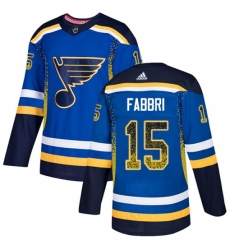 Men's Adidas St. Louis Blues #15 Robby Fabbri Authentic Blue Drift Fashion NHL Jersey