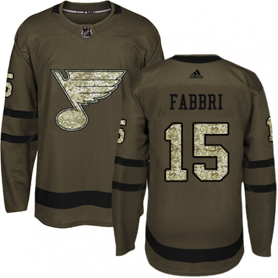 Men's Adidas St. Louis Blues #15 Robby Fabbri Authentic Green Salute to Service NHL Jersey Men's Adidas St. Louis Blues #15 Robby Fabbri Authentic Green Salute to Service NHL Jersey