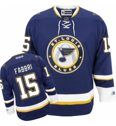 Men's Reebok St. Louis Blues #15 Robby Fabbri Premier Navy Blue Third NHL Jersey