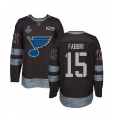 Men's St. Louis Blues #15 Robby Fabbri Authentic Black 1917-2017 100th Anniversary 2019 Stanley Cup Champions Hockey Jersey