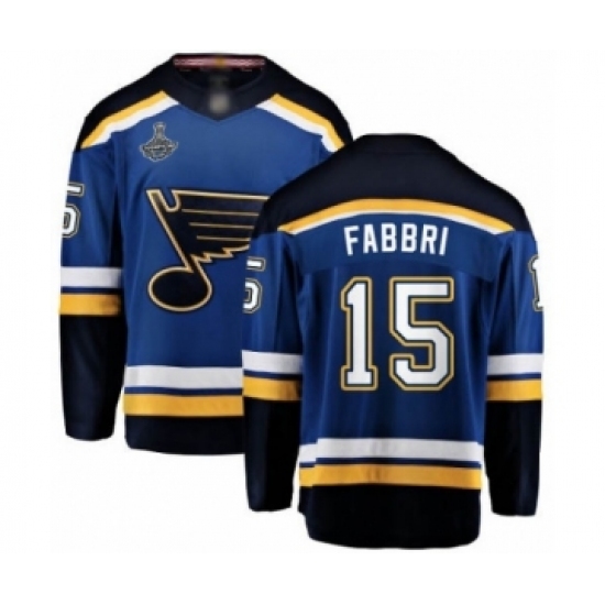 Men's St. Louis Blues #15 Robby Fabbri Fanatics Branded Royal Blue Home Breakaway 2019 Stanley Cup Champions Hockey Jersey Men's St. Louis Blues #15 Robby Fabbri Fanatics Branded Royal Blue Home Breakaway 2019 Stanley Cup Champions Hockey Jersey