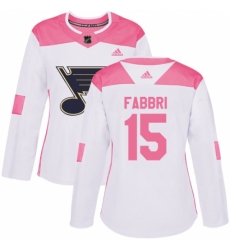 Women's Adidas St. Louis Blues #15 Robby Fabbri Authentic White/Pink Fashion NHL Jersey