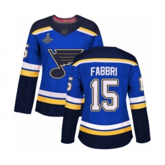 Women's St. Louis Blues #15 Robby Fabbri Authentic Royal Blue Home 2019 Stanley Cup Champions Hockey Jersey Women's St. Louis Blues #15 Robby Fabbri Authentic Royal Blue Home 2019 Stanley Cup Champions Hockey Jersey