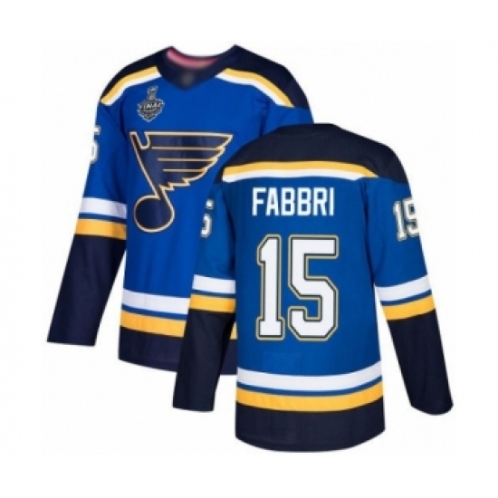 Youth St. Louis Blues #15 Robby Fabbri Authentic Royal Blue Home 2019 Stanley Cup Final Bound Hockey Jersey Youth St. Louis Blues #15 Robby Fabbri Authentic Royal Blue Home 2019 Stanley Cup Final Bound Hockey Jersey