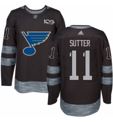 Men's Adidas St. Louis Blues #11 Brian Sutter Authentic Black 1917-2017 100th Anniversary NHL Jersey Men's Adidas St. Louis Blues #11 Brian Sutter Authentic Black 1917-2017 100th Anniversary NHL Jersey