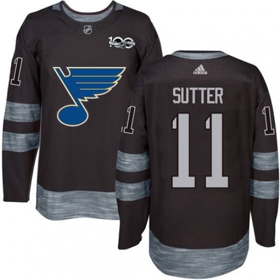 Men's Adidas St. Louis Blues #11 Brian Sutter Authentic Black 1917-2017 100th Anniversary NHL Jersey Men's Adidas St. Louis Blues #11 Brian Sutter Authentic Black 1917-2017 100th Anniversary NHL Jersey