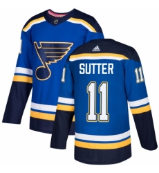 Men's Adidas St. Louis Blues #11 Brian Sutter Authentic Royal Blue Home NHL Jersey