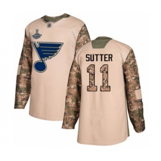 Men's St. Louis Blues #11 Brian Sutter Authentic Camo Veterans Day Practice 2019 Stanley Cup Champions Hockey Jersey Men's St. Louis Blues #11 Brian Sutter Authentic Camo Veterans Day Practice 2019 Stanley Cup Champions Hockey Jersey