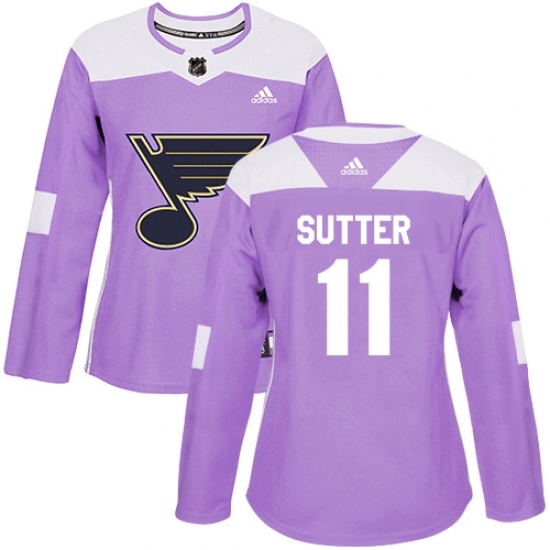 Women's Adidas St. Louis Blues #11 Brian Sutter Authentic Purple Fights Cancer Practice NHL Jersey Women's Adidas St. Louis Blues #11 Brian Sutter Authentic Purple Fights Cancer Practice NHL Jersey