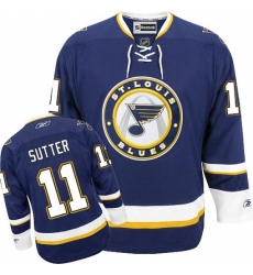 Women's Reebok St. Louis Blues #11 Brian Sutter Authentic Navy Blue Third NHL Jersey