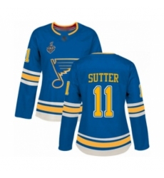 Women's St. Louis Blues #11 Brian Sutter Authentic Navy Blue Alternate 2019 Stanley Cup Final Bound Hockey Jersey