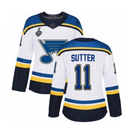 Women's St. Louis Blues #11 Brian Sutter Authentic White Away 2019 Stanley Cup Final Bound Hockey Jersey Women's St. Louis Blues #11 Brian Sutter Authentic White Away 2019 Stanley Cup Final Bound Hockey Jersey
