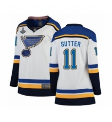 Women's St. Louis Blues #11 Brian Sutter Fanatics Branded White Away Breakaway 2019 Stanley Cup Champions Hockey Jersey Women's St. Louis Blues #11 Brian Sutter Fanatics Branded White Away Breakaway 2019 Stanley Cup Champions Hockey Jersey