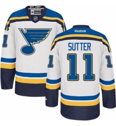 Youth Reebok St. Louis Blues #11 Brian Sutter Authentic White Away NHL Jersey
