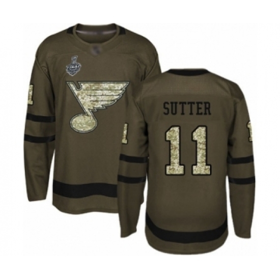 Youth St. Louis Blues #11 Brian Sutter Authentic Green Salute to Service 2019 Stanley Cup Final Bound Hockey Jersey Youth St. Louis Blues #11 Brian Sutter Authentic Green Salute to Service 2019 Stanley Cup Final Bound Hockey Jersey