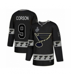 Men's St. Louis Blues #9 Shayne Corson Authentic Black Team Logo Fashion 2019 Stanley Cup Final Bound Hockey Jersey Men's St. Louis Blues #9 Shayne Corson Authentic Black Team Logo Fashion 2019 Stanley Cup Final Bound Hockey Jersey