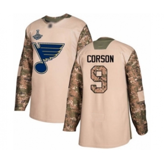 Men's St. Louis Blues #9 Shayne Corson Authentic Camo Veterans Day Practice 2019 Stanley Cup Champions Hockey Jersey Men's St. Louis Blues #9 Shayne Corson Authentic Camo Veterans Day Practice 2019 Stanley Cup Champions Hockey Jersey