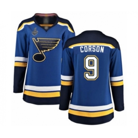 Women's St. Louis Blues #9 Shayne Corson Fanatics Branded Royal Blue Home Breakaway 2019 Stanley Cup Final Bound Hockey Jersey Women's St. Louis Blues #9 Shayne Corson Fanatics Branded Royal Blue Home Breakaway 2019 Stanley Cup Final Bound Hockey Jersey